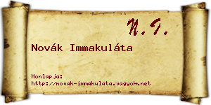 Novák Immakuláta névjegykártya